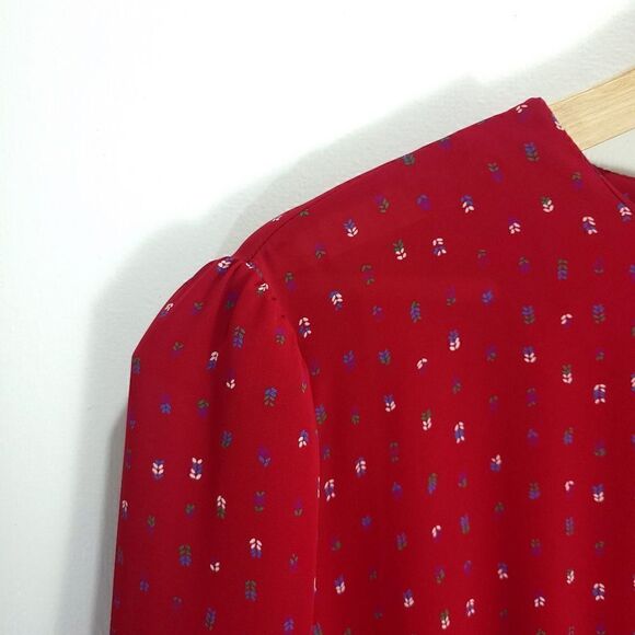 VintageāAntelsāRedĀ LongāSleeveāFlounceāWaistāDress - Picture 5 of 11